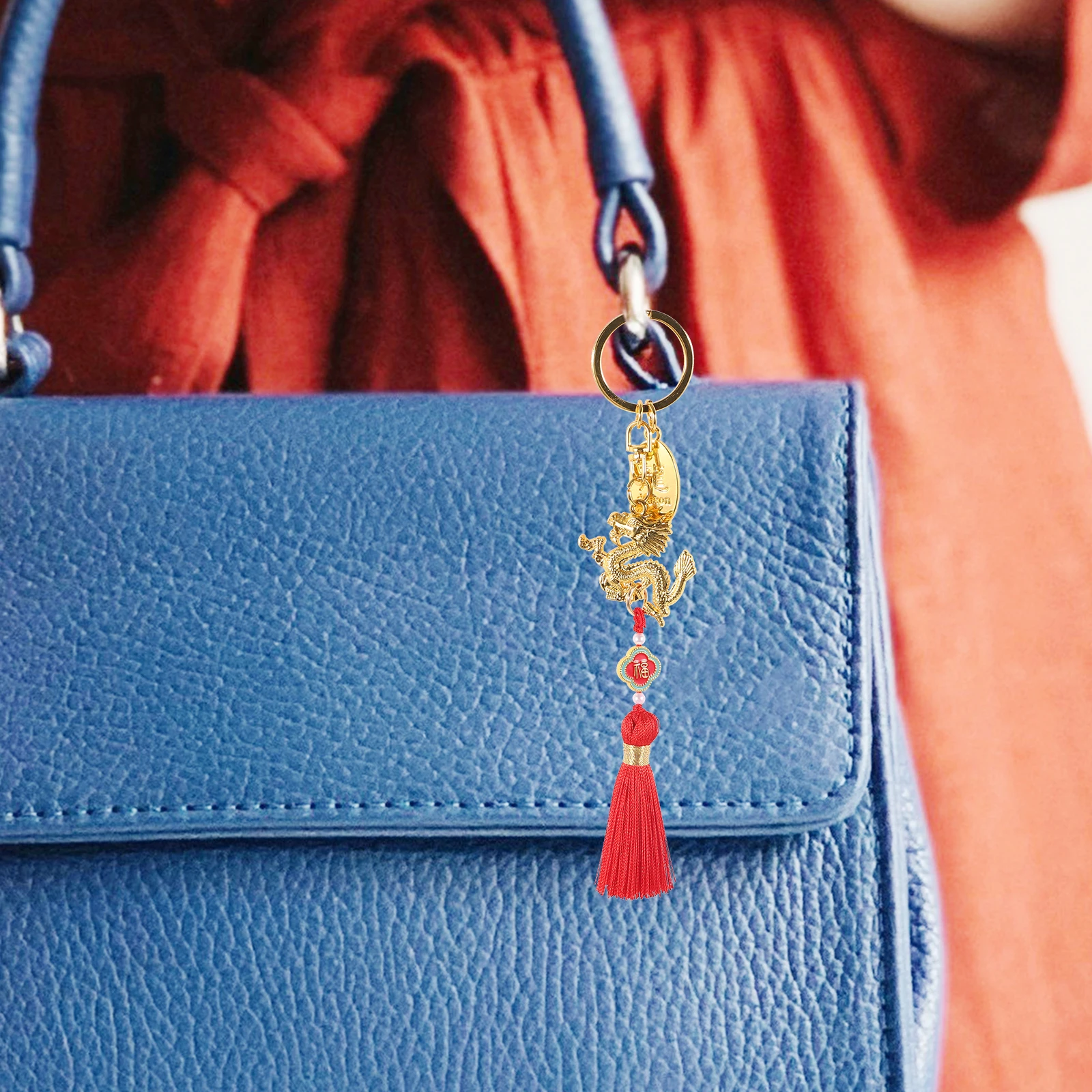 

Golden Dragon Backpack Keychains Lovely Keychain Car Bag Pendant Dragon Keyrings Year Decor Kids Tassel Keyrings