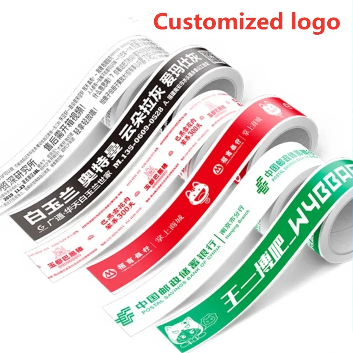 100meter 10 Rolls Red Black Adhesive Tape Customized Logo Pattern QR Code Express Logistics Packing Case Seal Self Adhesive Tape