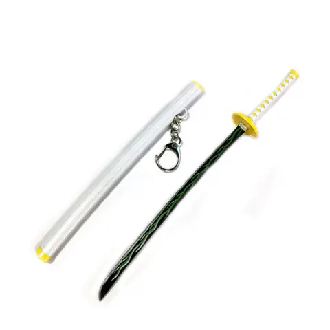 1/6 Mini démon unisexe Agatsuma Zenitsu 17 cm/6,7 pouces Cosplay modèle d'épée blanche porte-clés anneau cadeau
