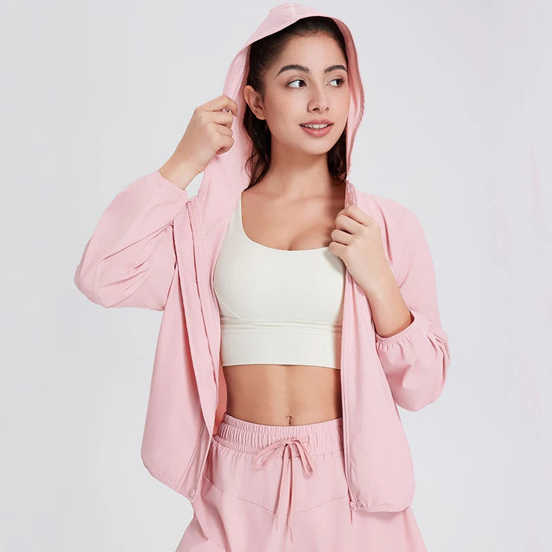 

Womens Sports Hoodie Anti UV Sun Protection Running Jacket Breathable Quick Dry Workout Top