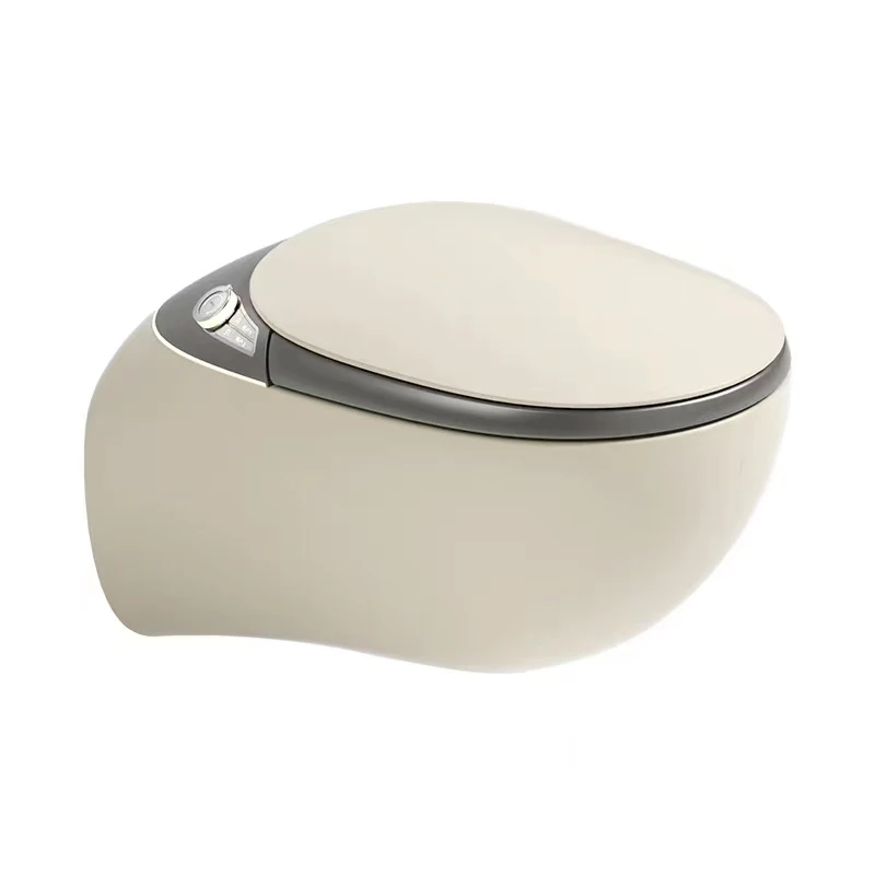 リモコン付き先進スマート壁掛けトイレ、細長いボウル形状、Pトラップ排水、温水洗浄便座