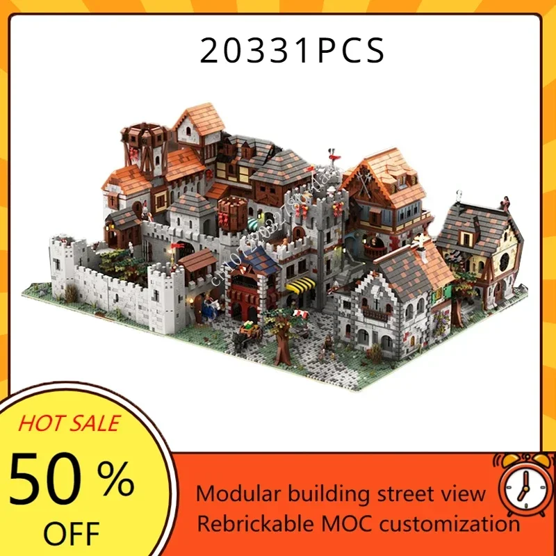 20331PCS Modular MOC Classic Scene Architecture Large Medieval Royal Village Castle Building Block Assembly Model Brick Toy Gift