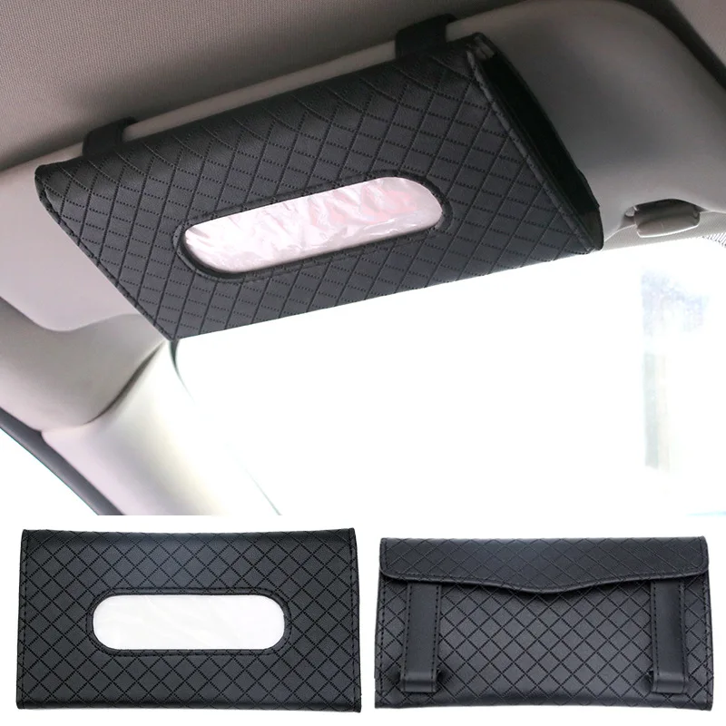 Car leather tissue storage box Car sunshade tissue bag Car tissue pumping box Car interior supplies