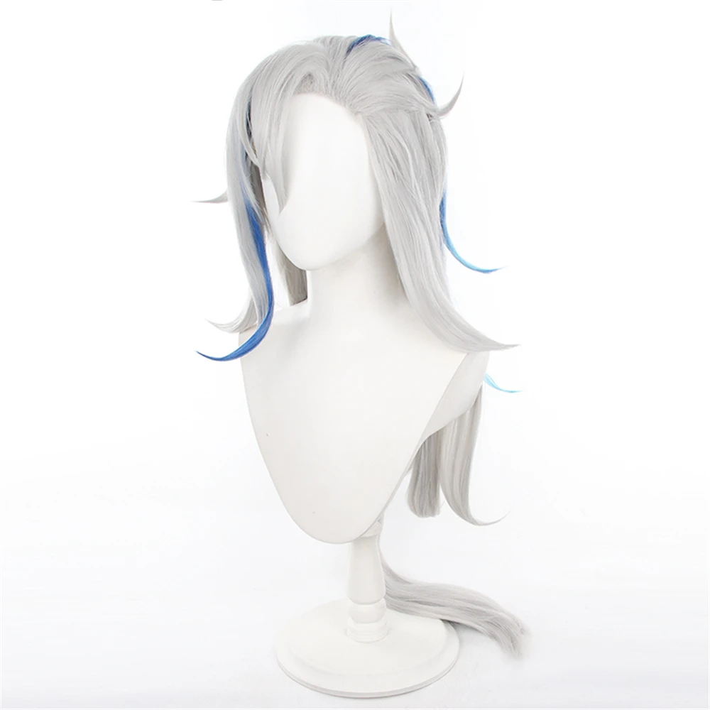 Gra Genshin Impact Fontaine Neuvillette kostium Cosplay dla dorosłych peruki unisex syntetyczna peruka z długimi prostymi włosami rekwizyty na