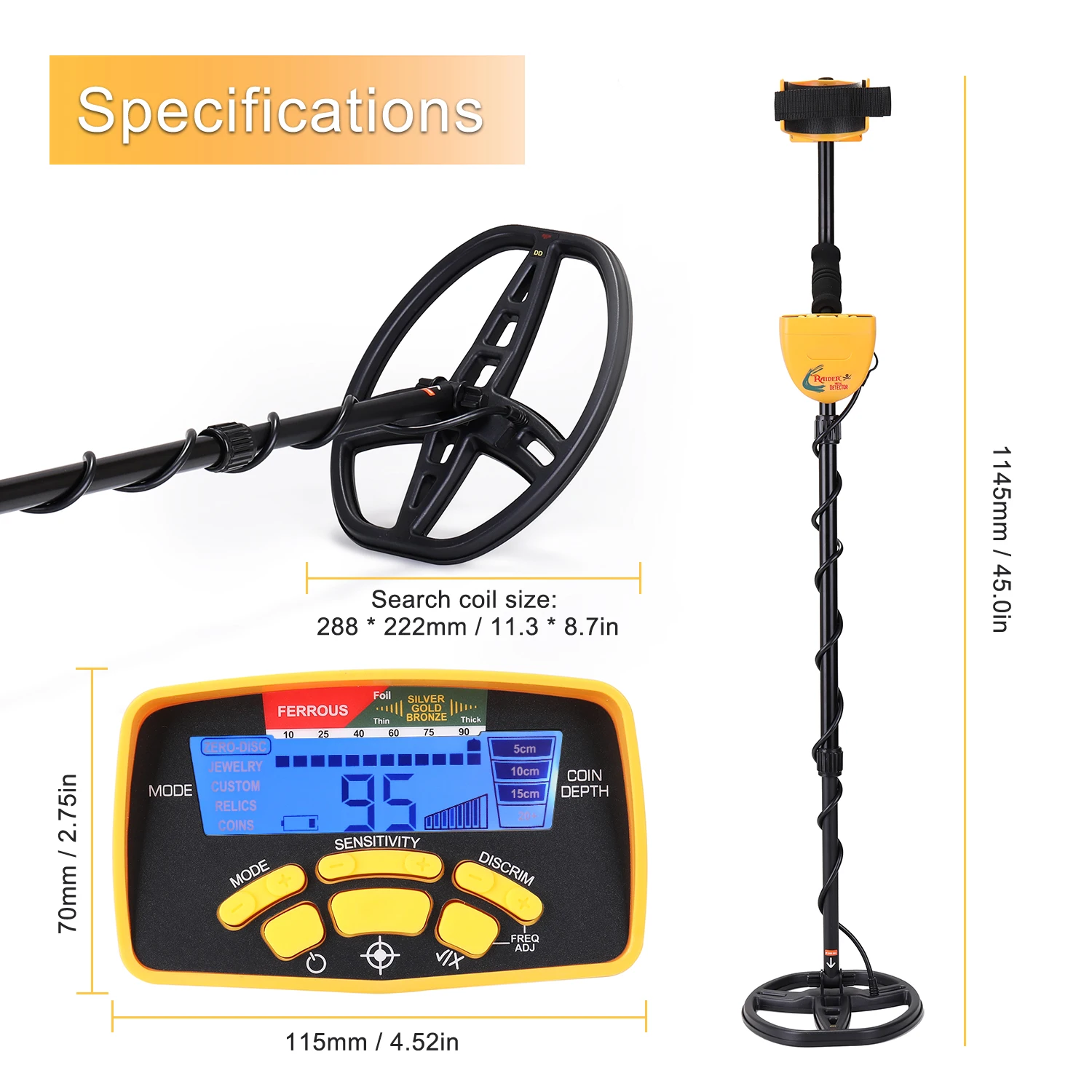 12cm Search Coil 100% Waterproof Metal Detector LCD Display High Sensitivity Gold Nugget Digger MD-6450