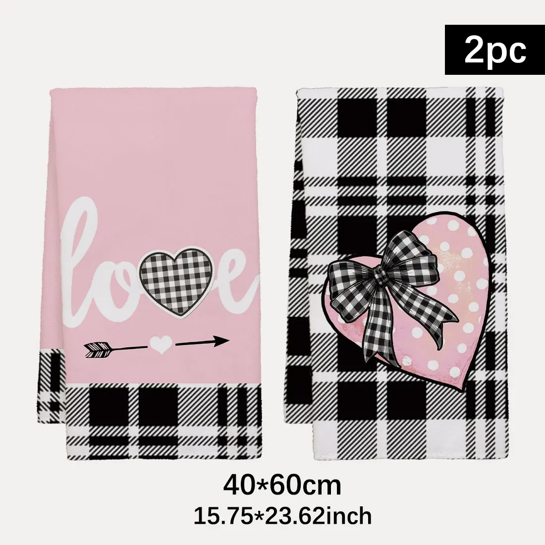 2PCS pink heart-shaped kitchen towels,hand towels,cartoon style 40x60cm ultra-fine fiber kitchen towels,home decoration products