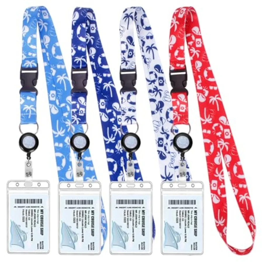 

Retractable Waterproof Lanyard with ID Badge Reel Holder and Detachable Buckle for Ships Key Cards, Cruise Essentials and Must