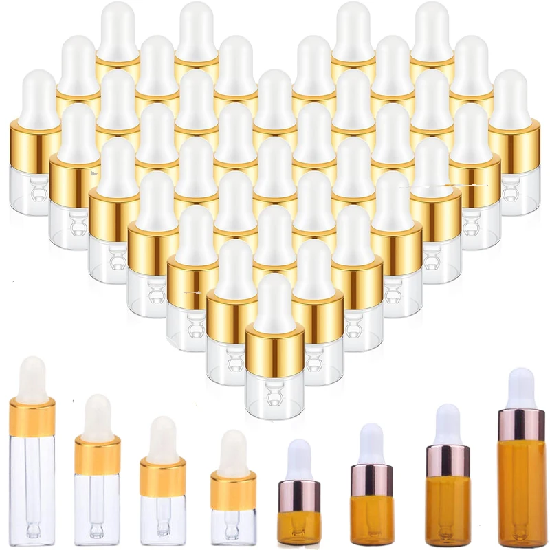 

5Pcs 1ml/2ml/3ml/5ml Empty Glass Dropper Bottles Mini Essential Oils Dropper Vials Bottle for Sample Cosmetic Perfume Traveling