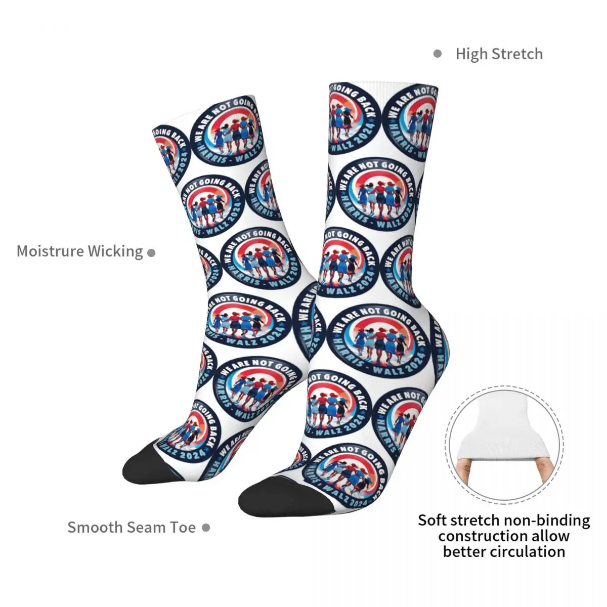 We Are Not Going Back Like Ever Kamala Harris 2024 President Socks Harajuku Stockings All Season Long Socks for Unisex Present