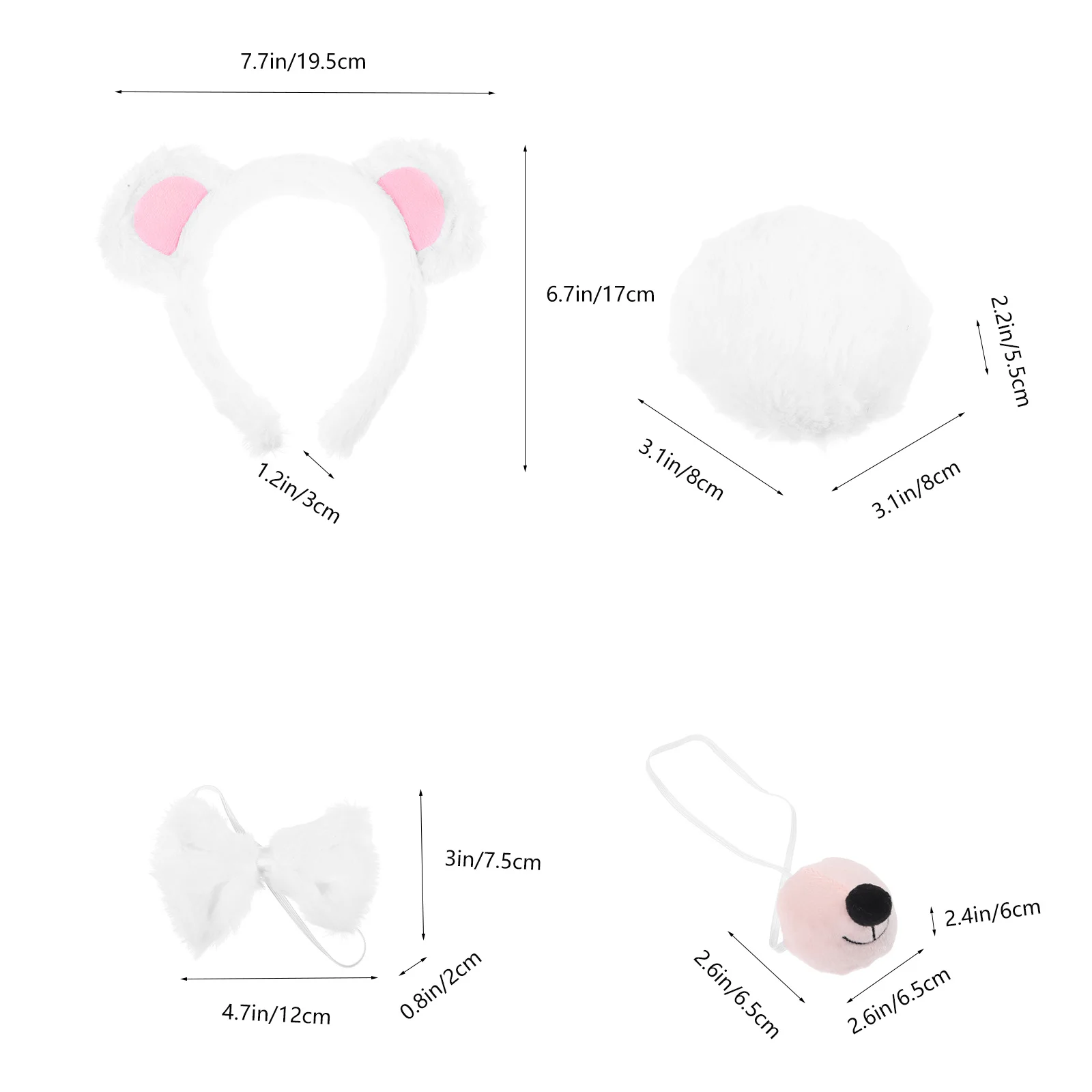1 مجموعة الدب الأذن عقال مع الذيل مجموعة الحيوان زي الاكسسوارات آذان تأثيري للأطفال الفتيات فستان حفلة لعب الأدوار الدعائم