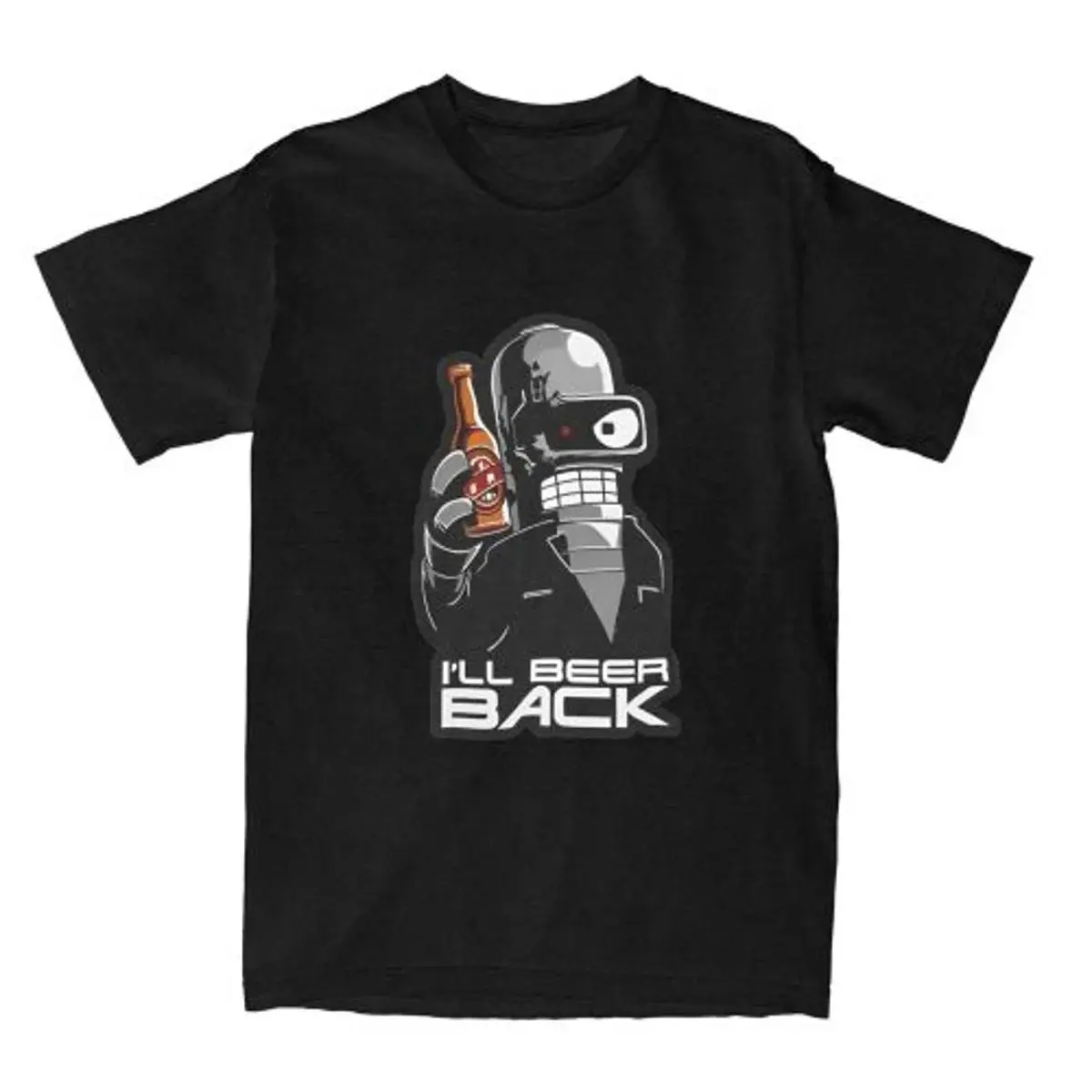 

Футболка из черного хлопка с дизайном Futurama Bender I Ll Beer Back, летняя, с коротким рукавом, в стиле аниме и телешоу, уличная одежда, коллекция 2026 года