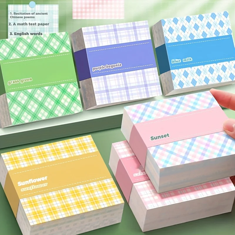 Box of 200 Thick Sticky Notes | 6 Series of Color Sticky Notes | Very Suitable for School and Office Use | Plaid Tribal Design