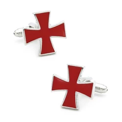 Faith Design Cross Cufflinks For Men Quality Copper Material Red Color Cuff Links Wholesale&retail