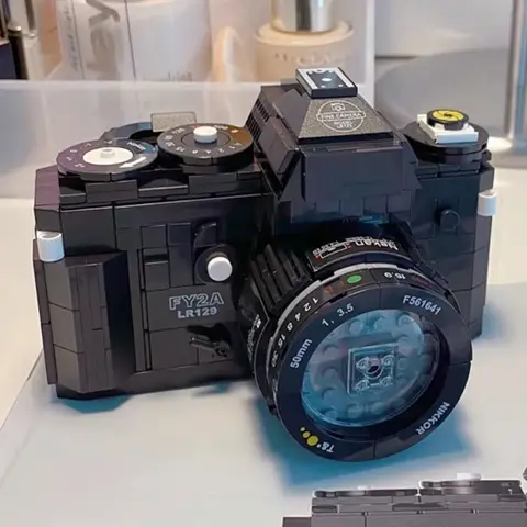 블랙 고급 디지털 SLR 카메라 3D 모델 DIY 미니 블록 벽돌 빌딩 휴대용 비디오 기계 어린이를위한 크리 에이 티브 장난감