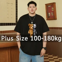 Camiseta estampada para hombre, camisetas negras de talla grande, 110-180kg, 5XL, 6XL, 7XL, 100% algodón, camisetas holgadas de gran tamaño, ropa para hombre de talla grande