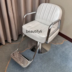 Barber Shop Chair Hair Salon Hair Lifting Seat Fashion Stainless Steel Hair Cutting and Dyeing Chair