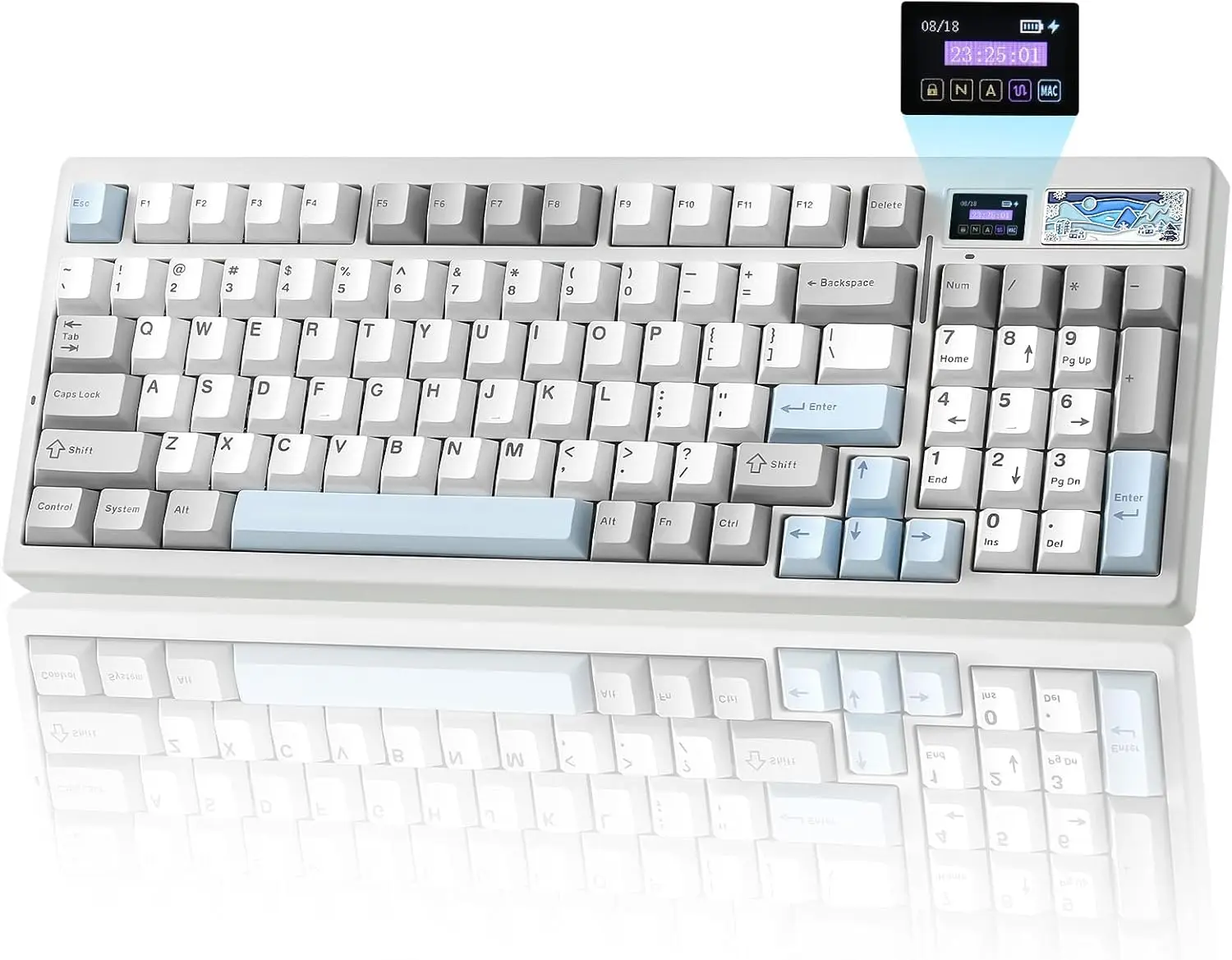 

Wireless Mechanical Gaming Keyboard with LCD Display, Programmable BT/2.4G/USB-C Hot Swap RGB 96% Layout for Mac/Win