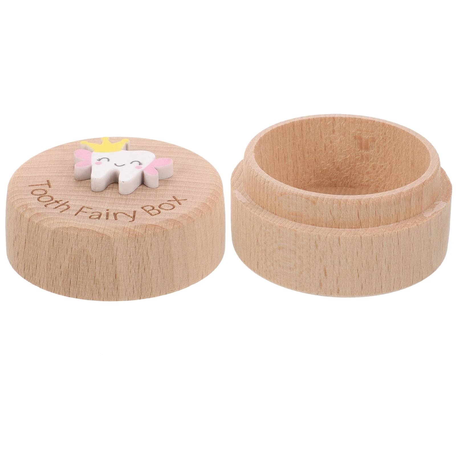 

Wooden Baby Tooth Toddlers Teeth Collection Organizer Cartoon Pattern Sturdy Portable Storage Container Keepsake Saver