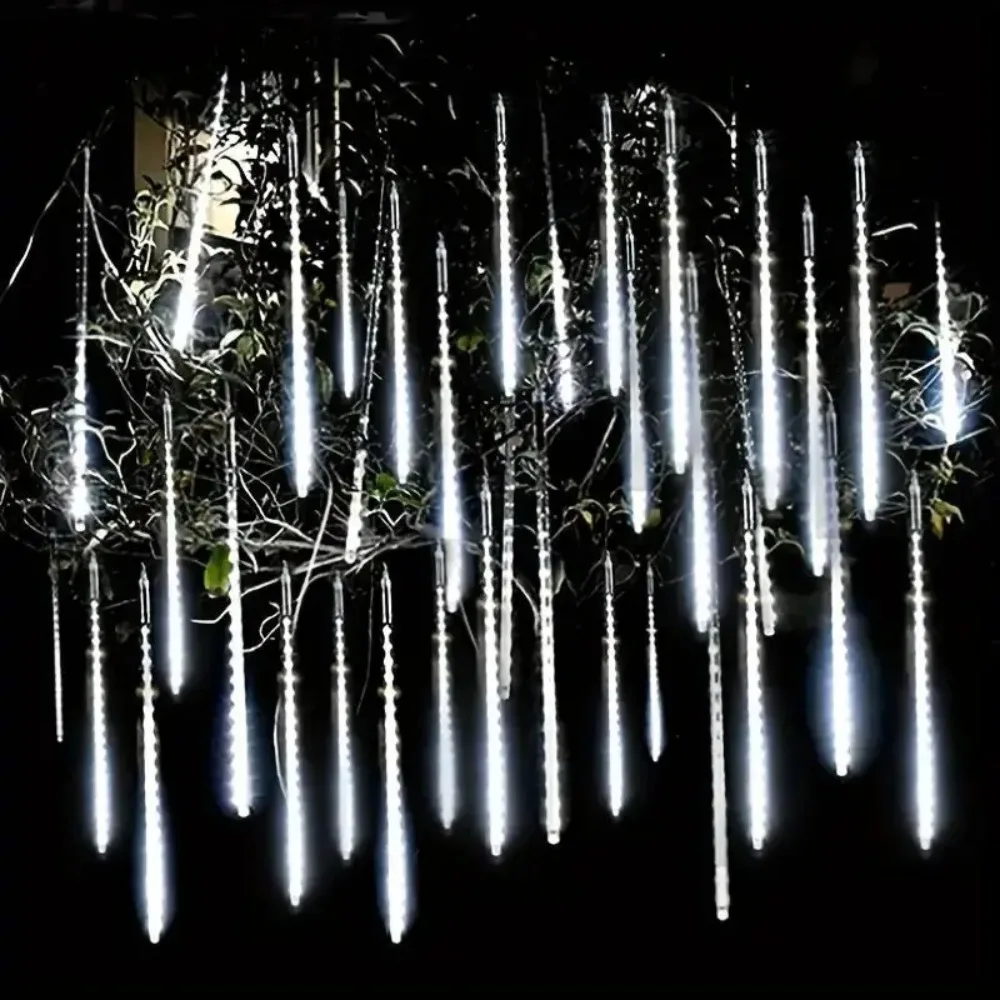 8 Tubes Solar Meteor Shower Rain LED String Lights Street Garlands Christmas Tree Decorations for Outdoor Fairy Garden Lights