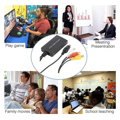 AV S-VIDEO video till HDMI-kompatibel omvandlare för HDTV DVD STB, kompatibel med PS2/PS3 1080P AV RCA CVBS SVideo-adapter 10 best sales avs - №9