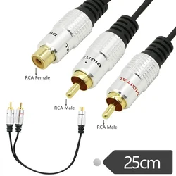 RCA Y Adapter 1 ERE RCA Female to 2 RCA Male Splitter Cable for Audio Amplifier Subwoofer(RCA Female to 2 Male)