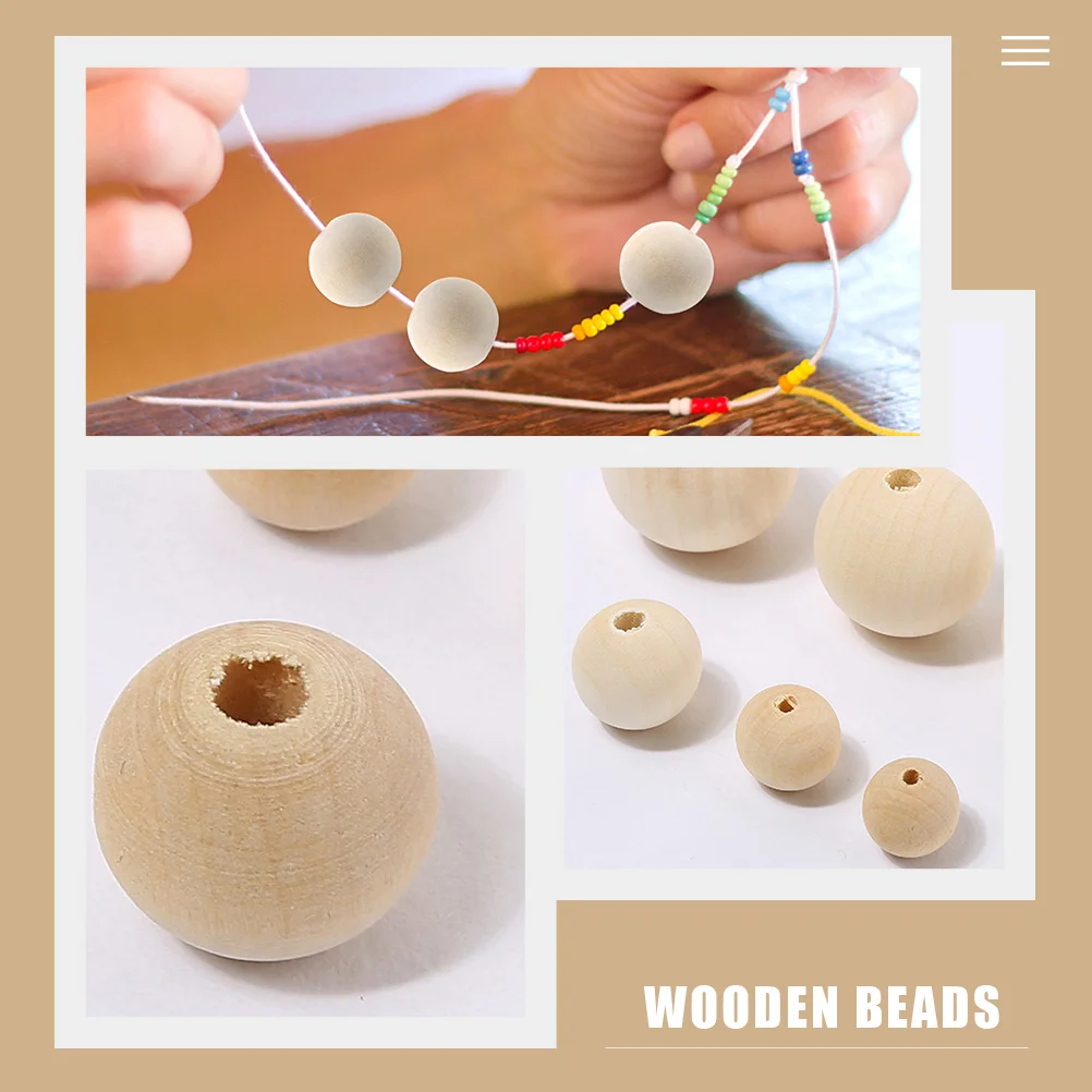 100 Pcs Hole Wooden Beads Pearl Macrame Accessories Loose Charm Making Necklace Charms Garland DIY for Crafts Natural