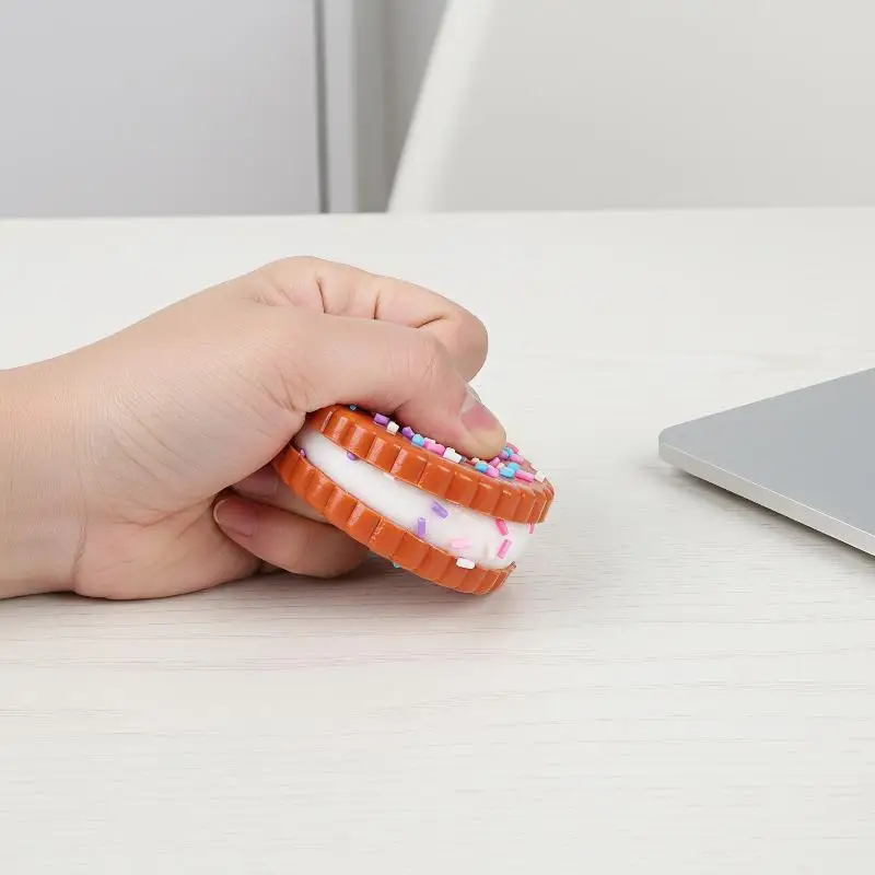 Slow Rebound Biscuit Pinch Toy Soft Elastic Food Sensory Toy Portable Stress Relief Fidget Toy for Home Office Use