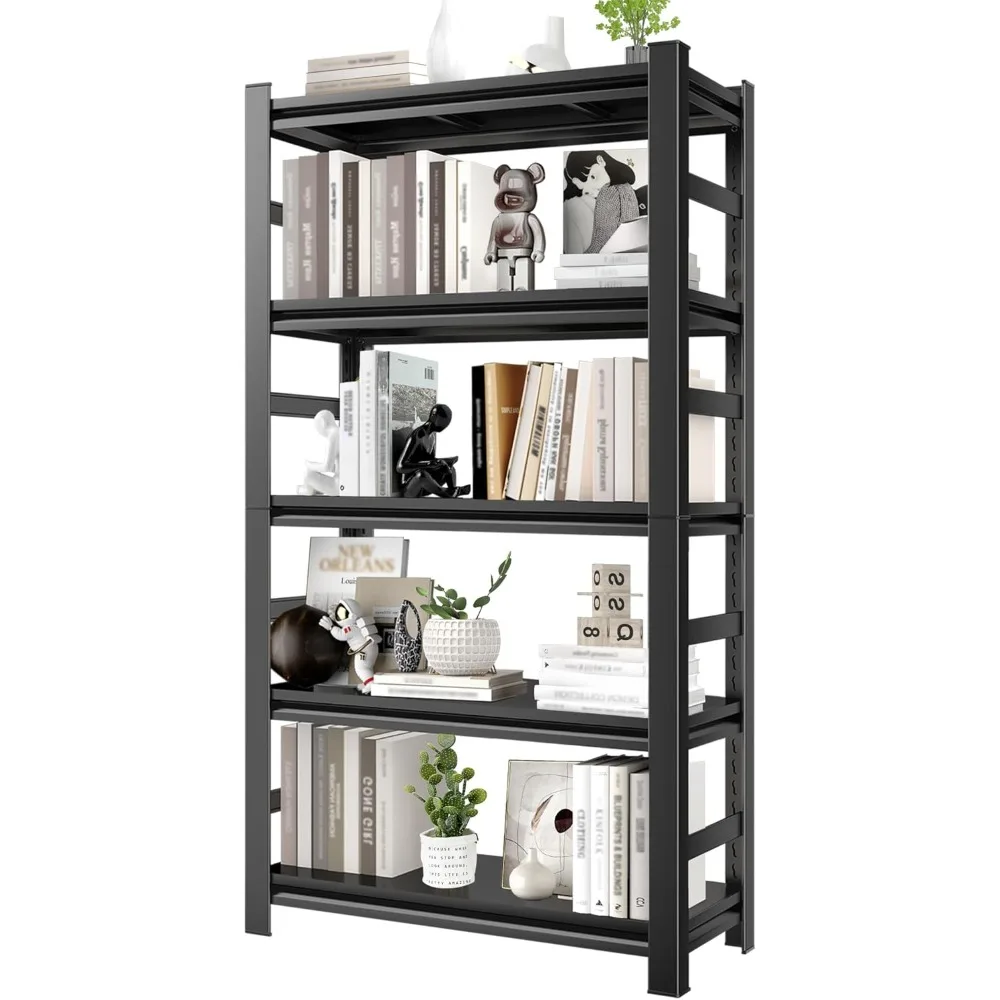 

72" H,Book Shelf,5 Tier Metal Bookshelf, Adjustable Bookshelves, Tall Bookshelf Industrial Bookcase for CDs/Movies/Books,Industr