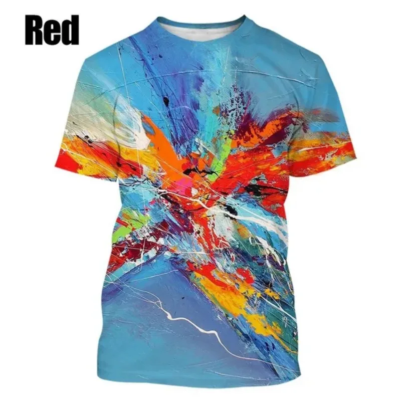 Men's Casual Street Daily Short Sleeve Colorful Abstract Cool Painting Pattern 3D Printed T-Shirt