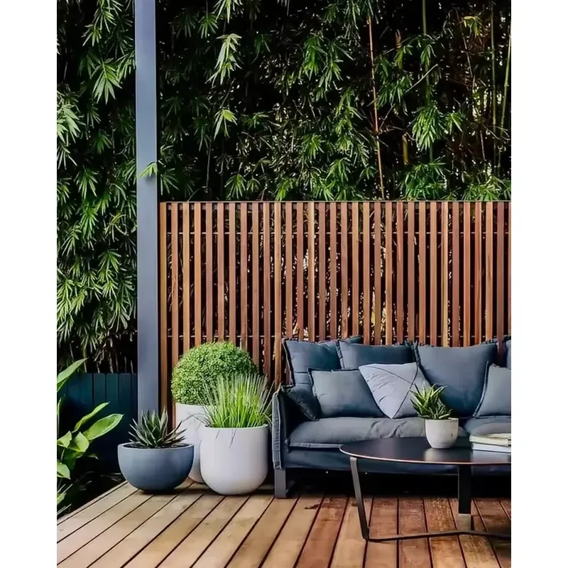 Wood Grain Aluminum Alloy Eco-Friendly Powder Coated 6 Feet Home Security Privacy Fencing for Balcony Garden Driveway Yards