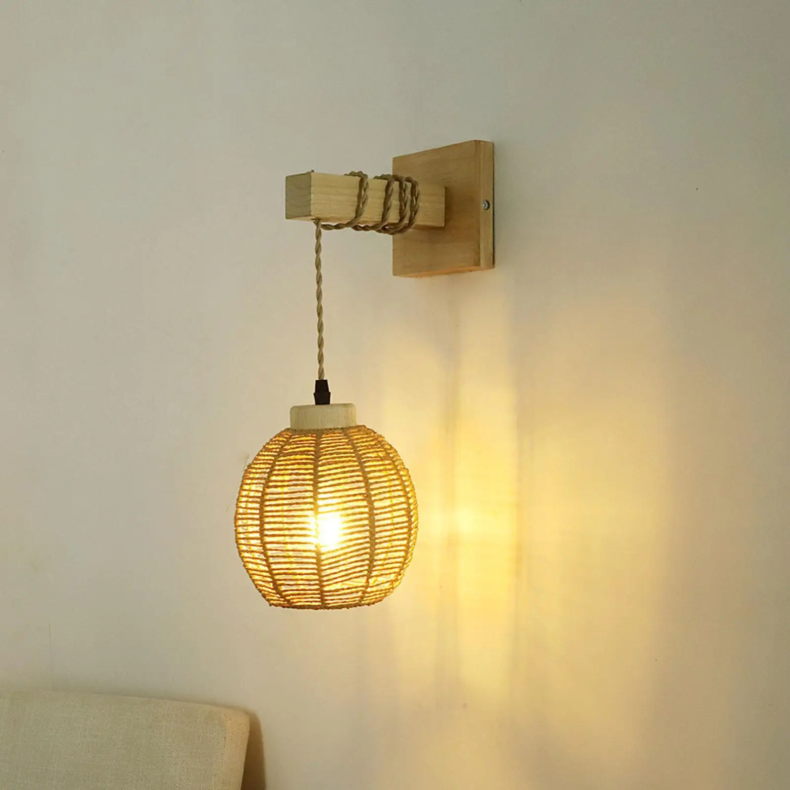 Rattan Lampshade Wall Sconces Wall Light Shade for Outdoor Farmhouse Kitchen