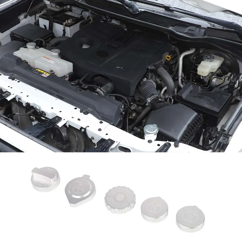 

Aluminum Alloy Silver/Red Car Engine Room Oil Cap Fluid Reservoir Water Tank Cover For Toyota Tundra 2022-2025 Car Accessories