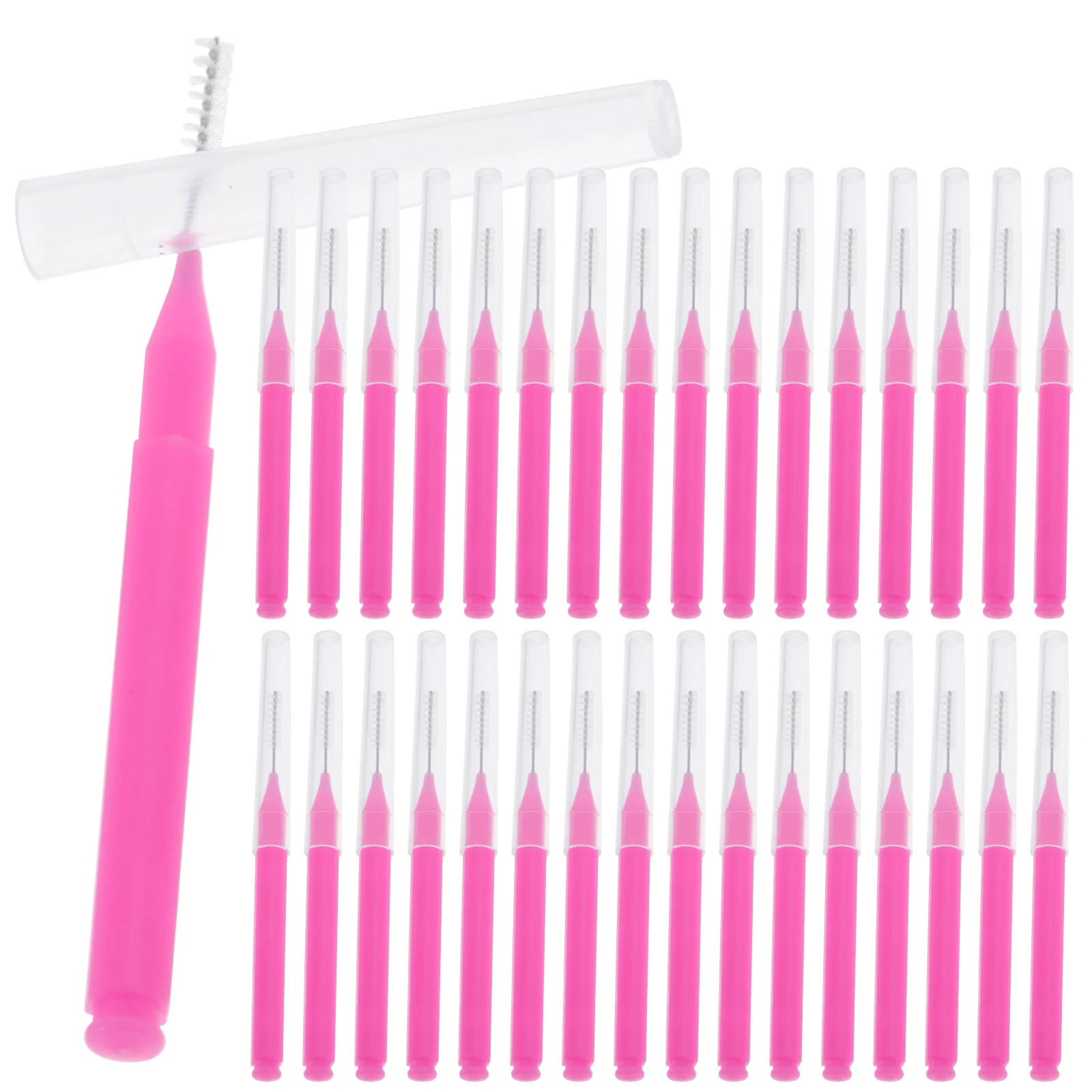 

100pcs Portable Eyebrow Brush Interdental Brushes Reusable Eyelash Lash Mascara W Soft Bristles Travel Makeup Tools Rose Pink