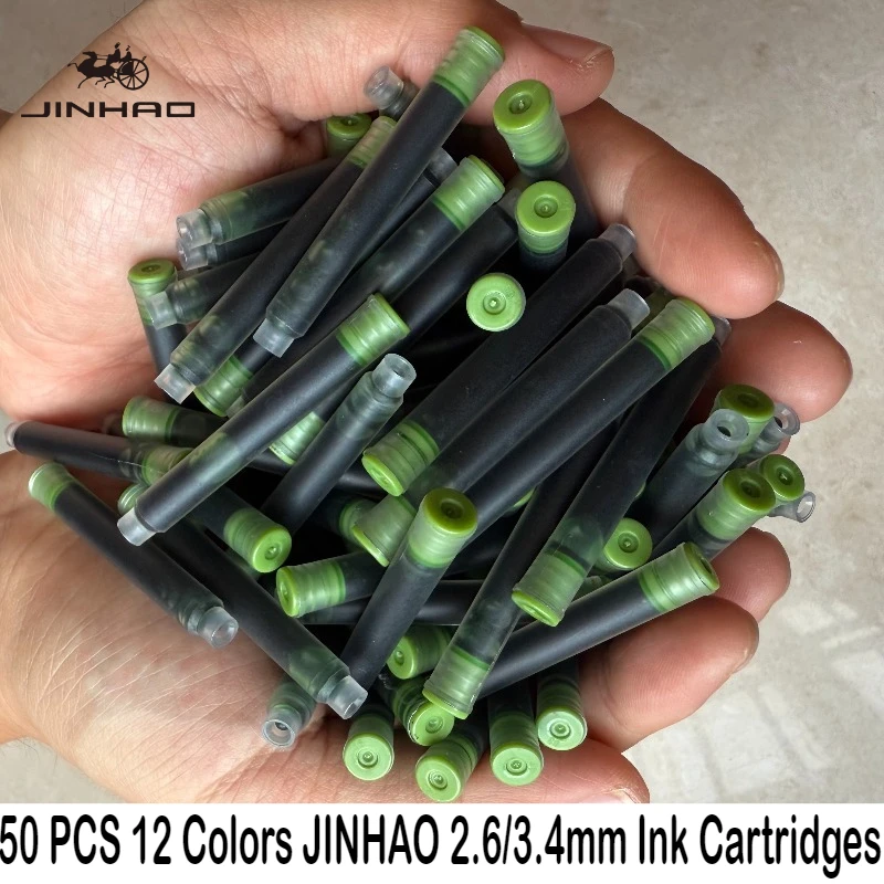 

JINHAO 50/12 PCS 12 Colors 2.6mm/3.4mm Fountain Pen Ink Cartridges Ink School Office Supplies Stationery For Majohn Hongdian
