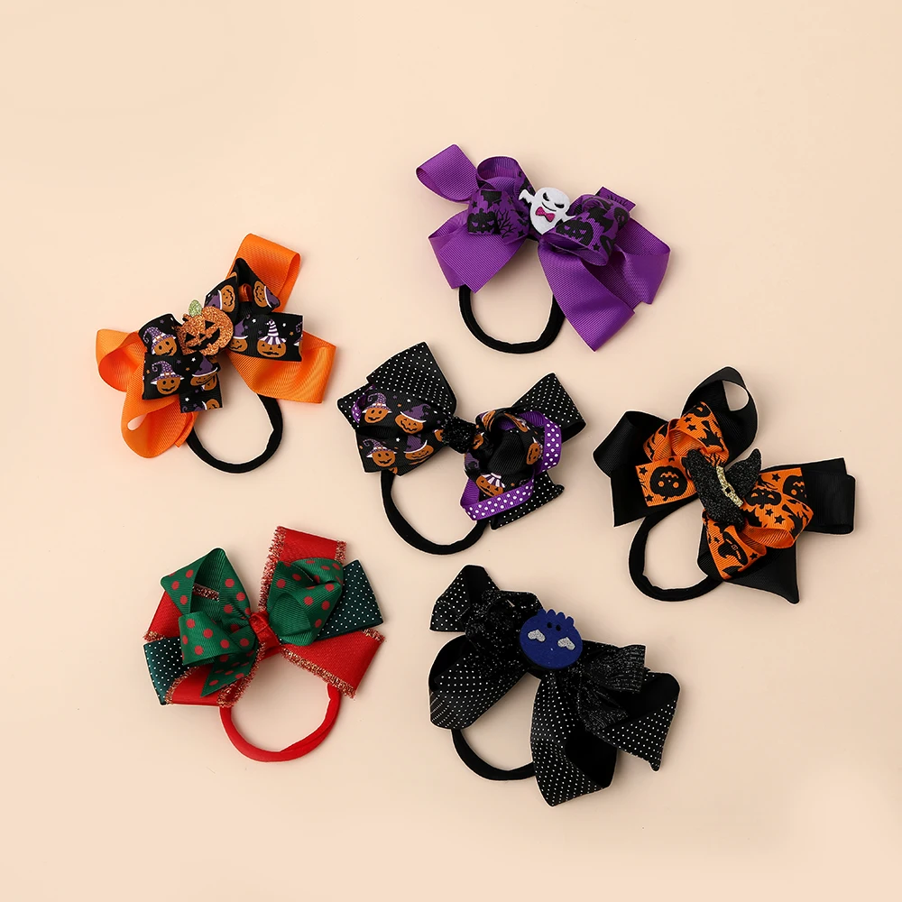 Halloween Accessories Baby Girl Headband Pumpkin Cartoon Pattern Headband Girls Bowknot Bebe Cute Kids Headband Holiday Hairwrap