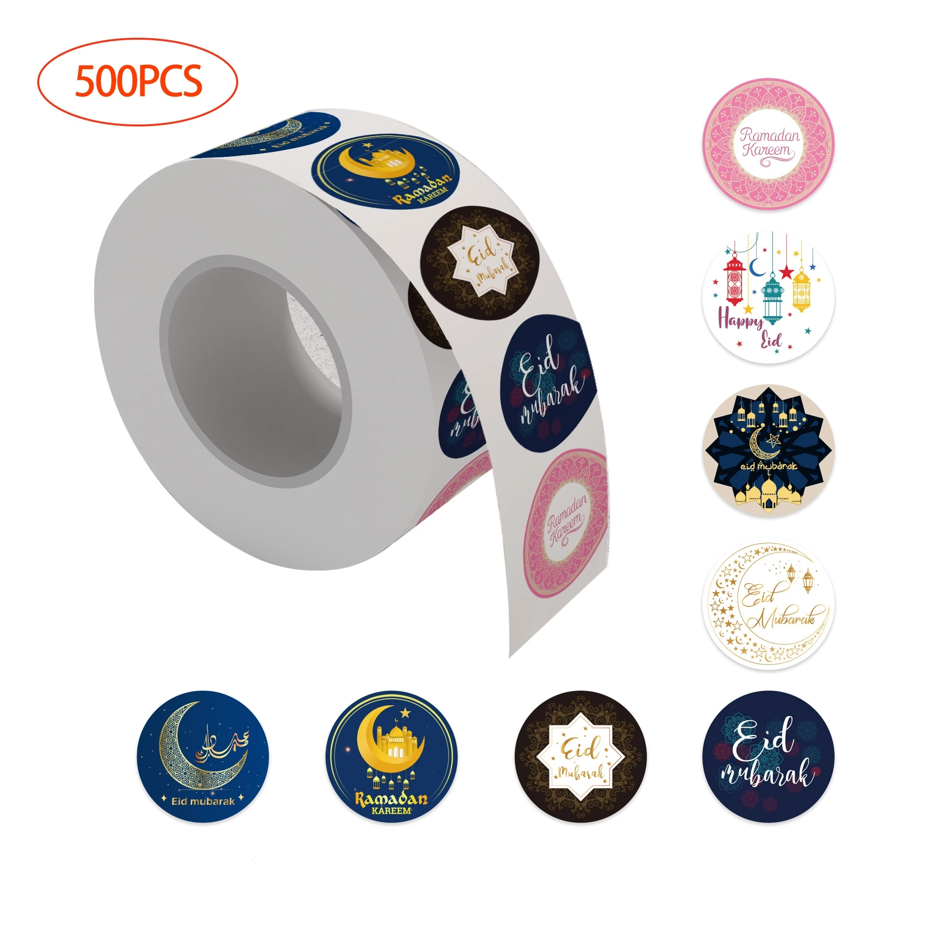 500Pcs EID Mubarak Stickers Gift Bag Candy Box Seal Lables Ramadan Kareem Paper Sticker Islamic Muslim Party DIY Decoration 2025