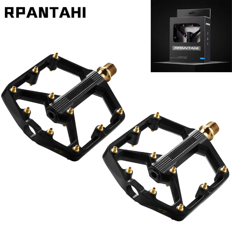 RPANTAHI Bicycle Golden Pedals Ultralight Compatible with MTB Mountain Bike BMX 3 Bearing Adjustable Aluminum Alloy Pedal