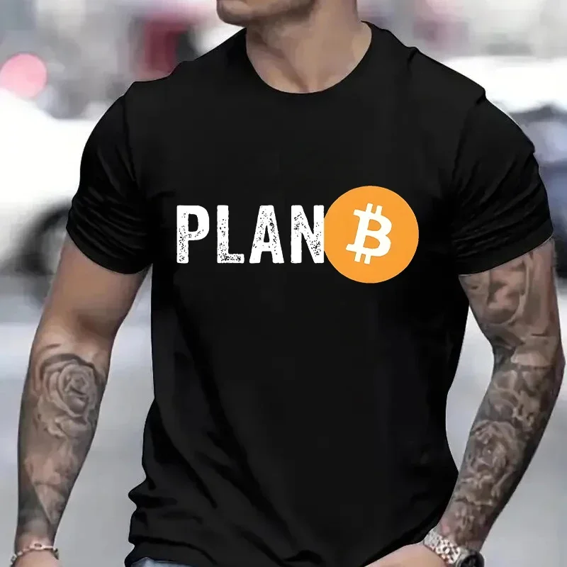 Men Plan B Cryptocurrency Bitcoin Funny T Shirts for Men Tops Tees Classic Fit Birthday Gift Men\'s Street T-Shirt Short Sleeve