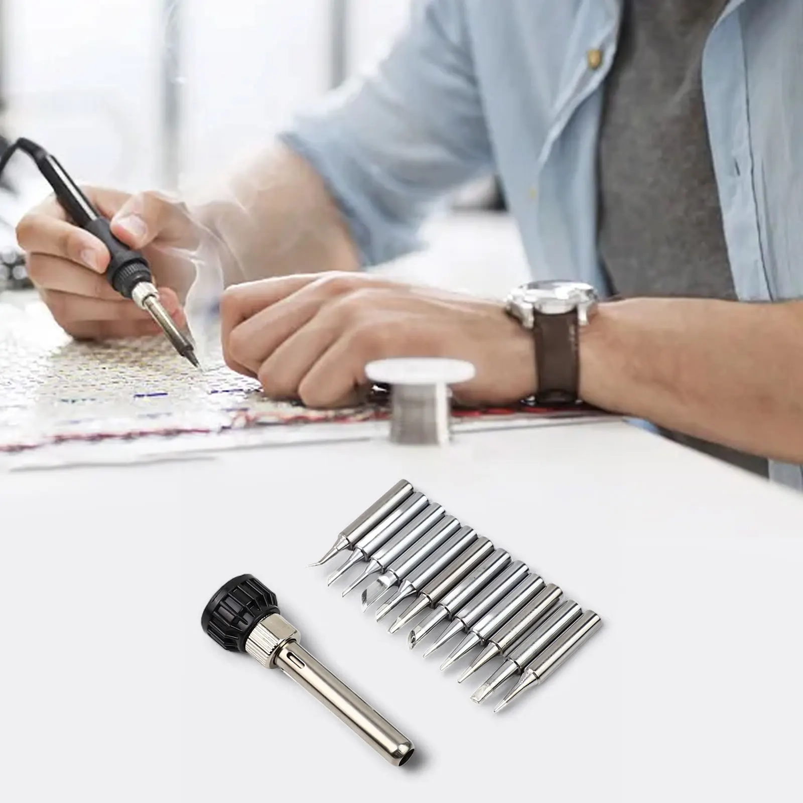 

13pcs 900M-T Soldering Iron Tips for 907 926 928 933 937 941 Soldering Stations and C1151 C1152 Desoldering Station Models