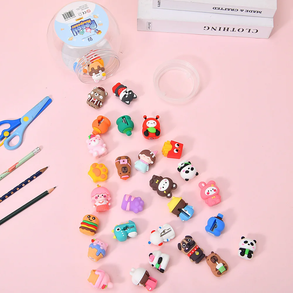 30 Pcs Creative Cute Cartoon Styling No-repeat Pencil Sharpener Children Pencil Sharpener Student Learning Stationery