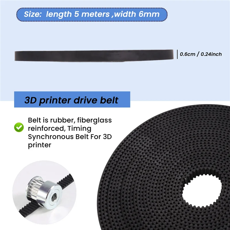 Aa63 quente 5 metros gt2 correia dentada largura 6mm apto para reprap mendel rostock prusa GT2-6Mm cinto