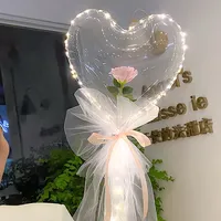 1PC Led Bobo Rose Balloons Birthday Gift Mother Day Wedding Decor Birthday Party Valentine Day Heart Led Balloon Rose Bouquet