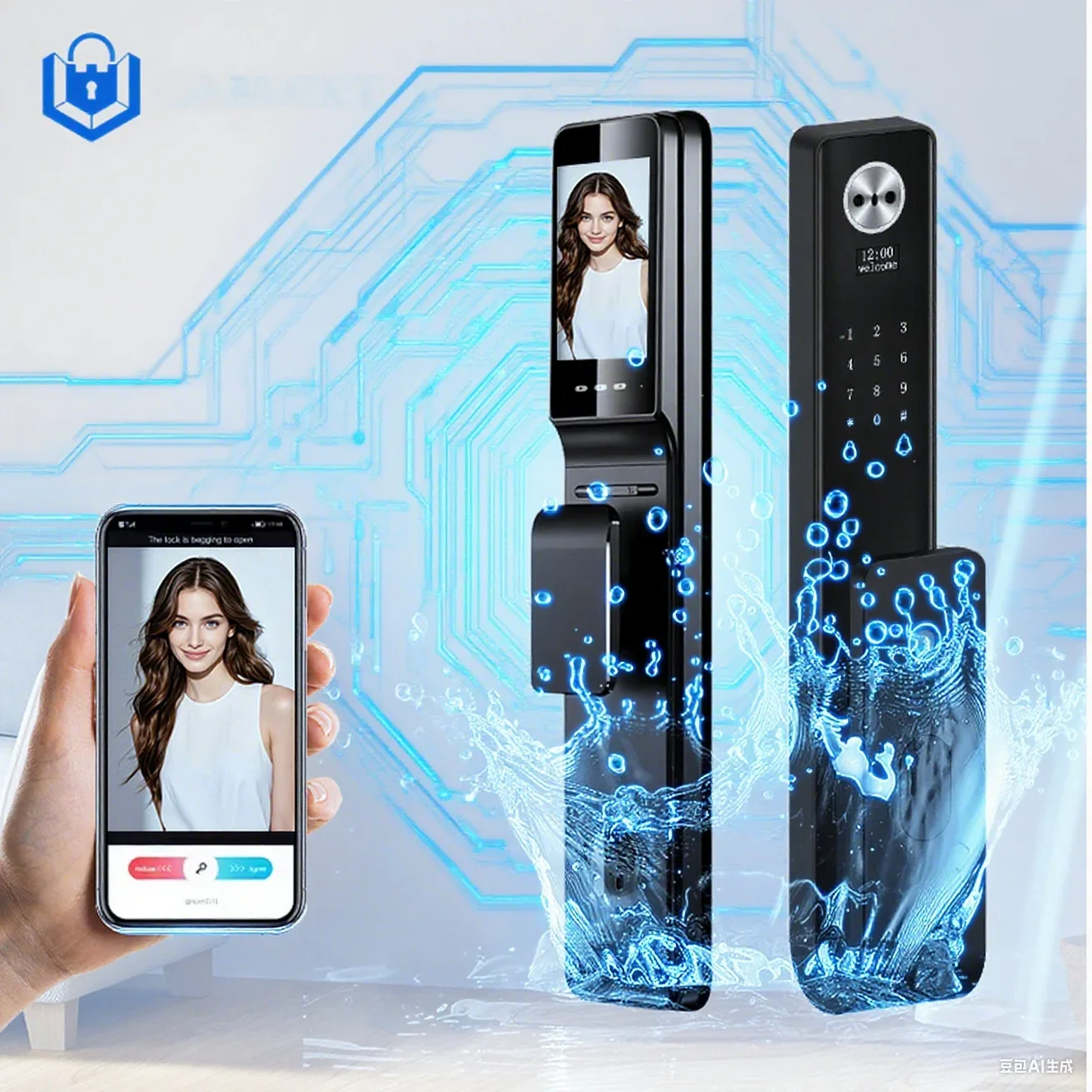 Upgrade Tuya Wifi 3D Face Recognition External Smart Digital Biometric Fingerprint Door Lock Aluminum Wood Main Door Smart Lock