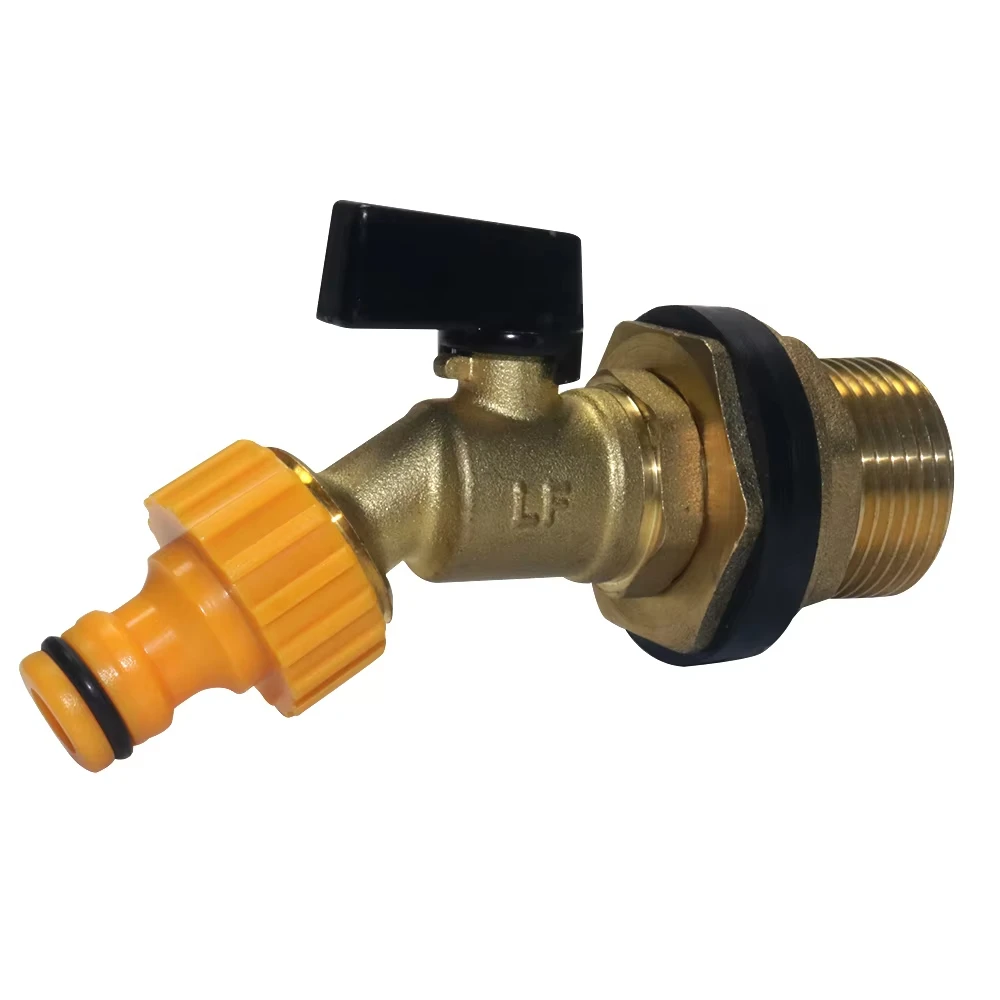 

1Pcs Copper threaded flange Copper Nipple Connect valve set Garden irrigation Rainwater bucket outlet fittings IBC water tank jo