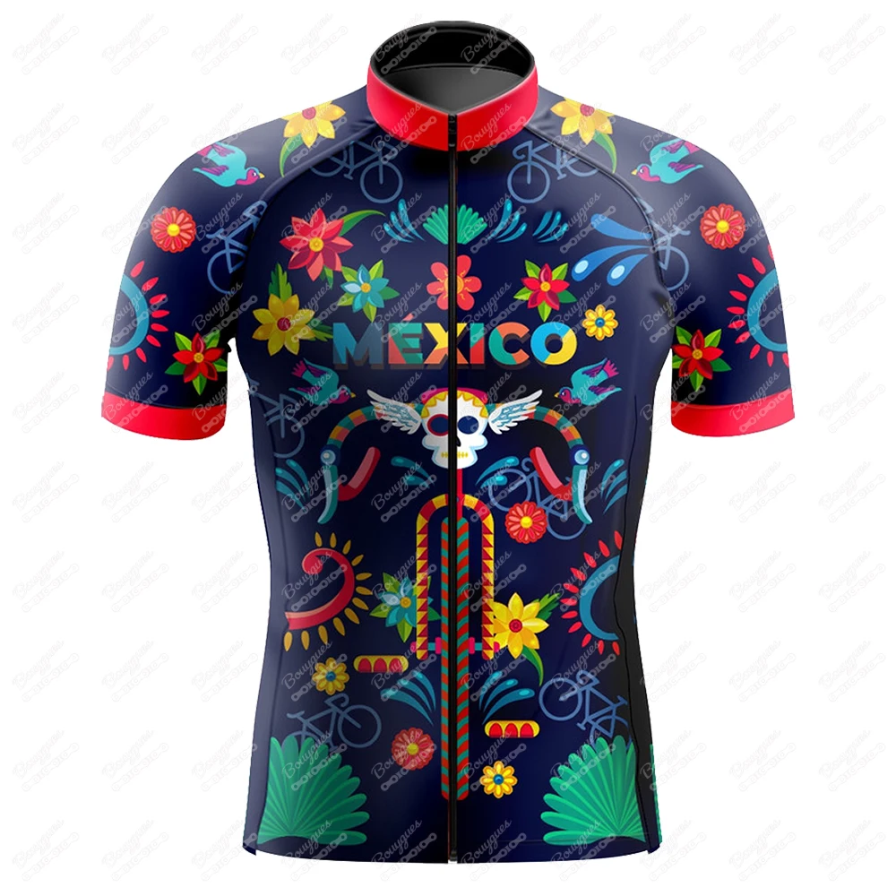 Mexico New Styles Summer Cycling Jersey For Men Short Sleeve Reflective MTB Maillot Downhill Pro Team Mountain Bicycle Clothing