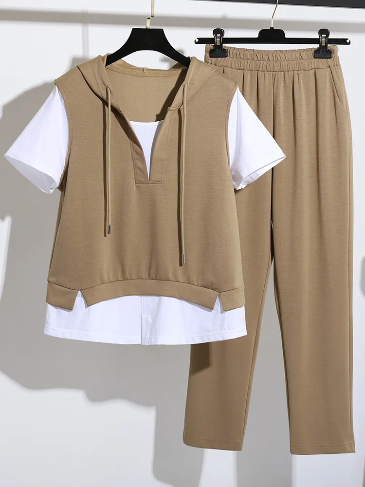 

Утягивающая модная лоскутная шляпа, женский комплект ort Sve, брюки с девятью очками, костюм из двух предметов, летнее новое поступление