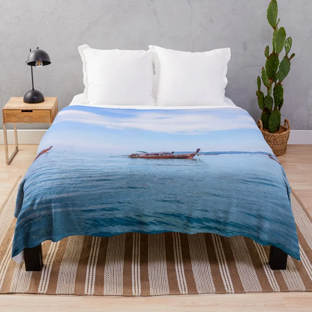 

Thai boats on the sea Throw Blanket Extra Large Throw anime Soft Loose Blankets
