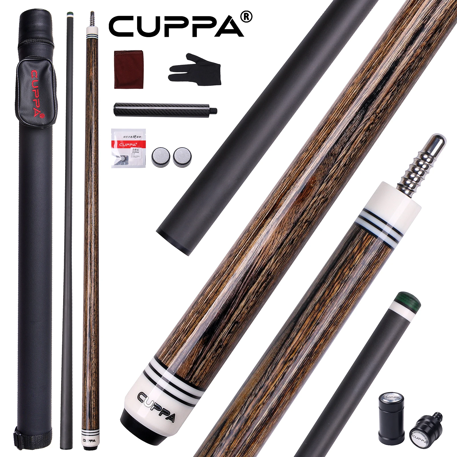 Hot Sale CUPPA MY High-quality Pool Cue Set Professional Low-Deflection Carbon Fiber Shaft Radial Joint 12.5mm Tip for Pool Game