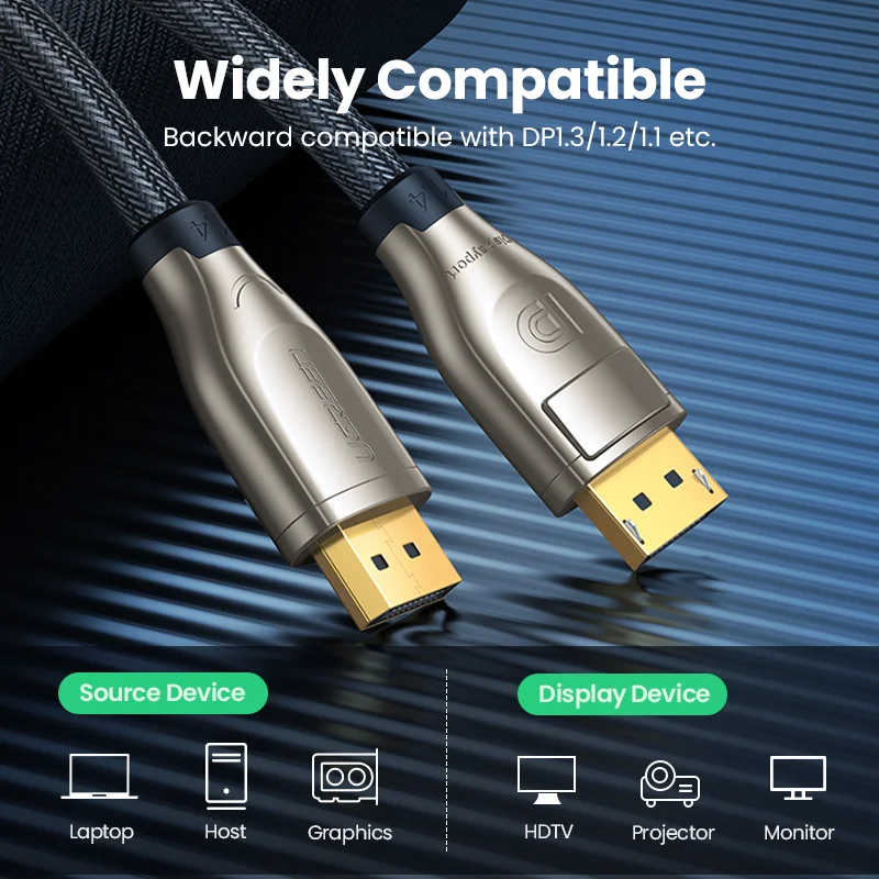 Ugreen 8K DisplayPort 1.4 Cable 8K@60Hz 4K@144Hz Ultra High Speed 32.4Gbps Display Port Cable for Laptop PC DP 1.4 Display Port