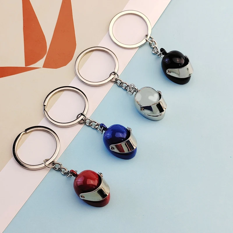 Motorcycle Metal Keychain Safety Helmet Men's Pendant Racing